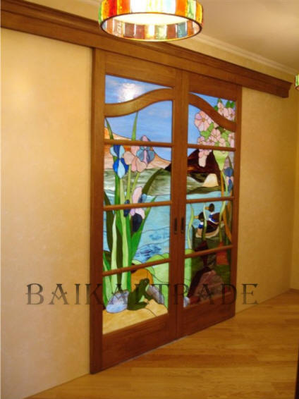 раздвижная дверь с витражом